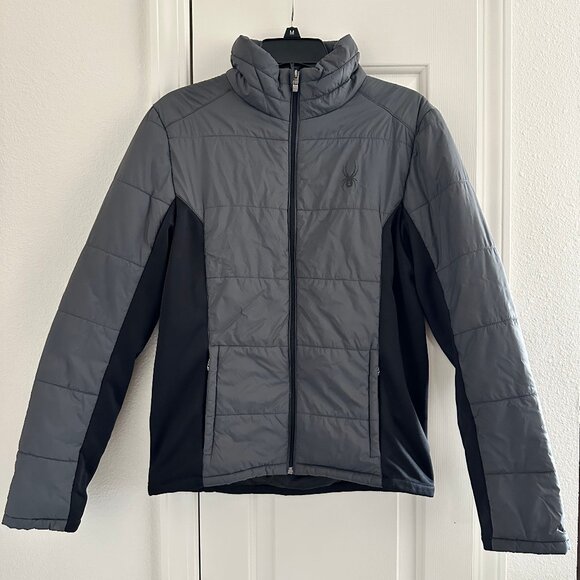 Spyder Men's Black/Gray Puffer Jacket, Size Small, Nylon Shell - Picture 1 of 7